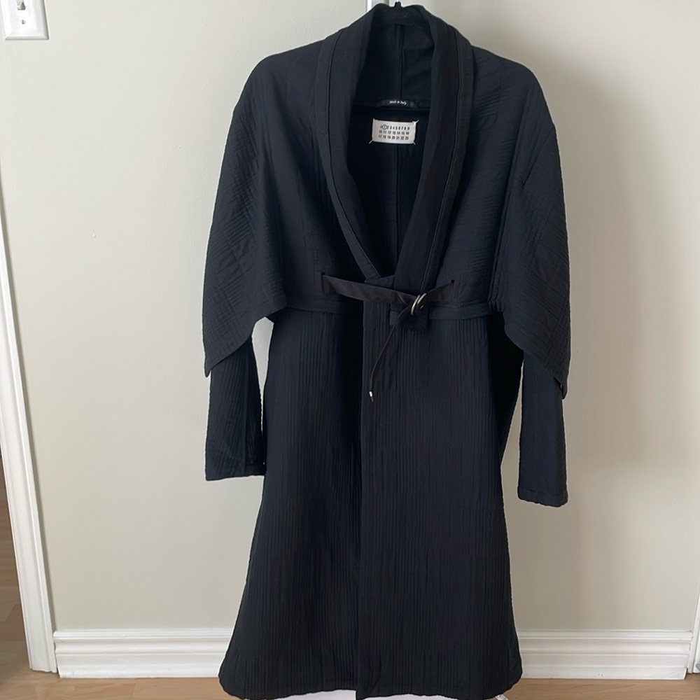 Maison Martin Margiela cape black wool blend coat, size EU 42/ US 6